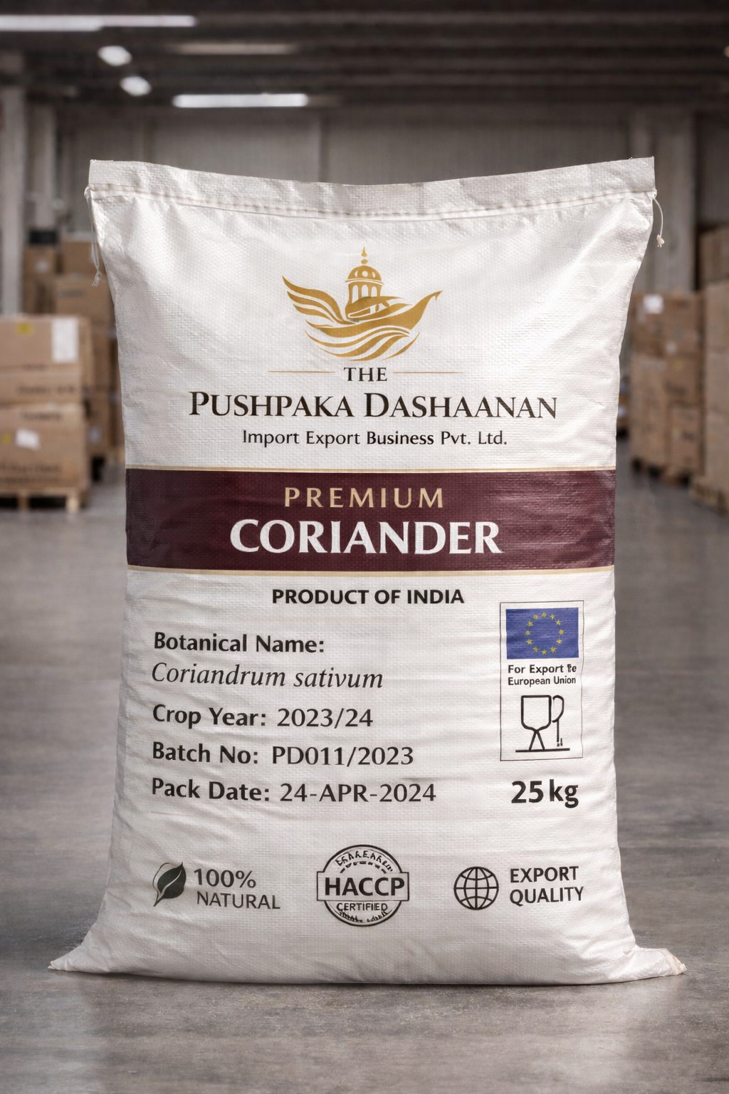 Coriander 25kg export bag